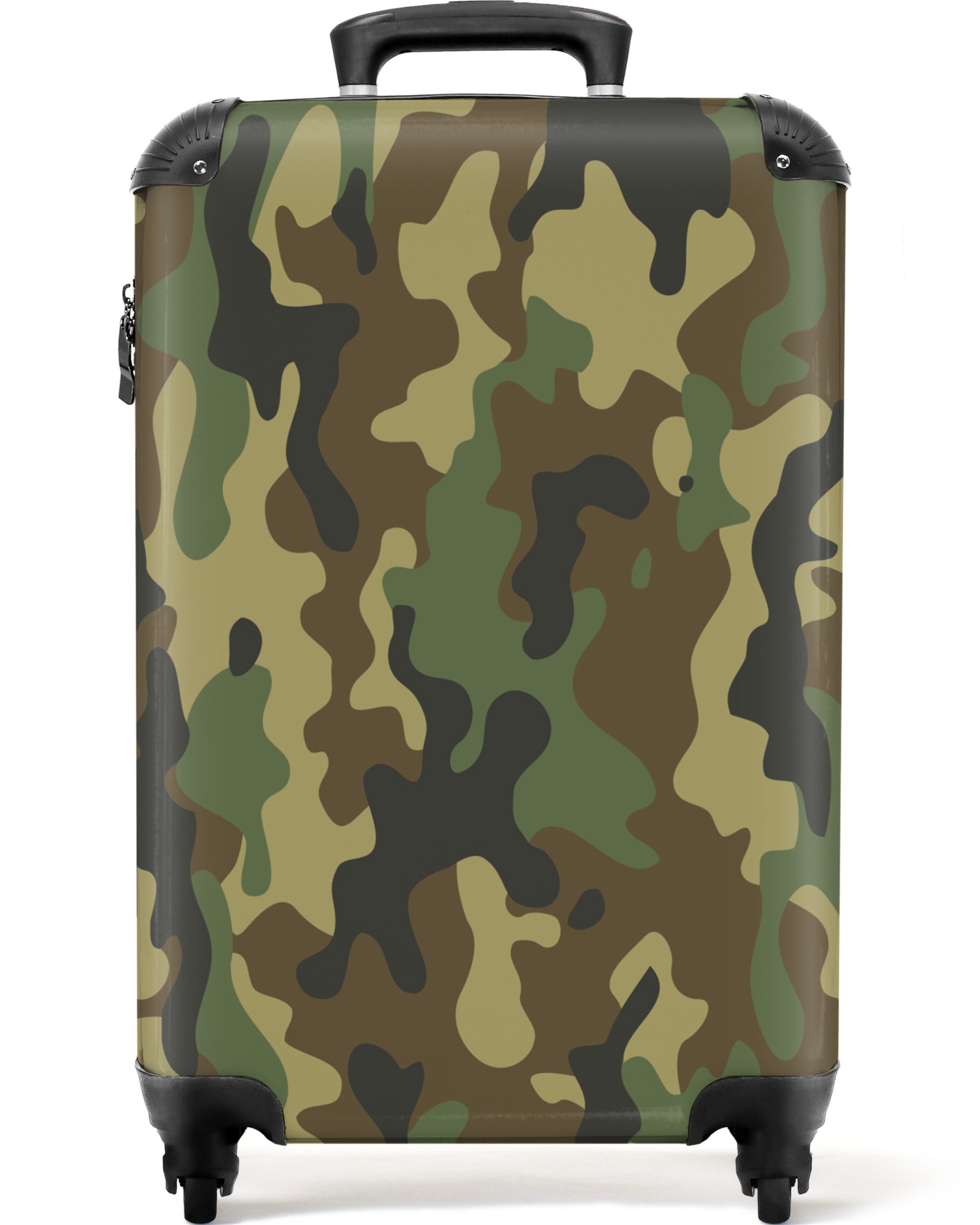 NoBoringSuitcases.com© Hartschalen-Trolley Tarnmuster - Grün - Design - Tarnmuster 55x35x20cm, 4 Rollen, Reisetasche mit Rollen, Koffer Handgepäck Flugzeug