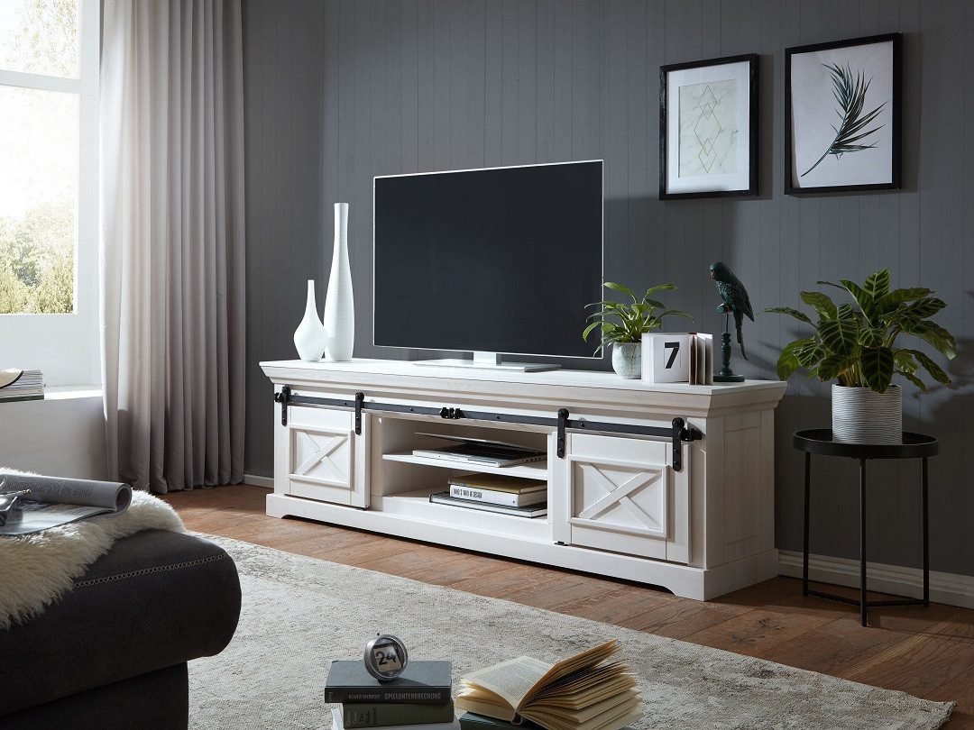 Main Möbel TV-Schrank TV Element 189x57cm "Oregon" Kiefer weiß & Eisen WZ-0548