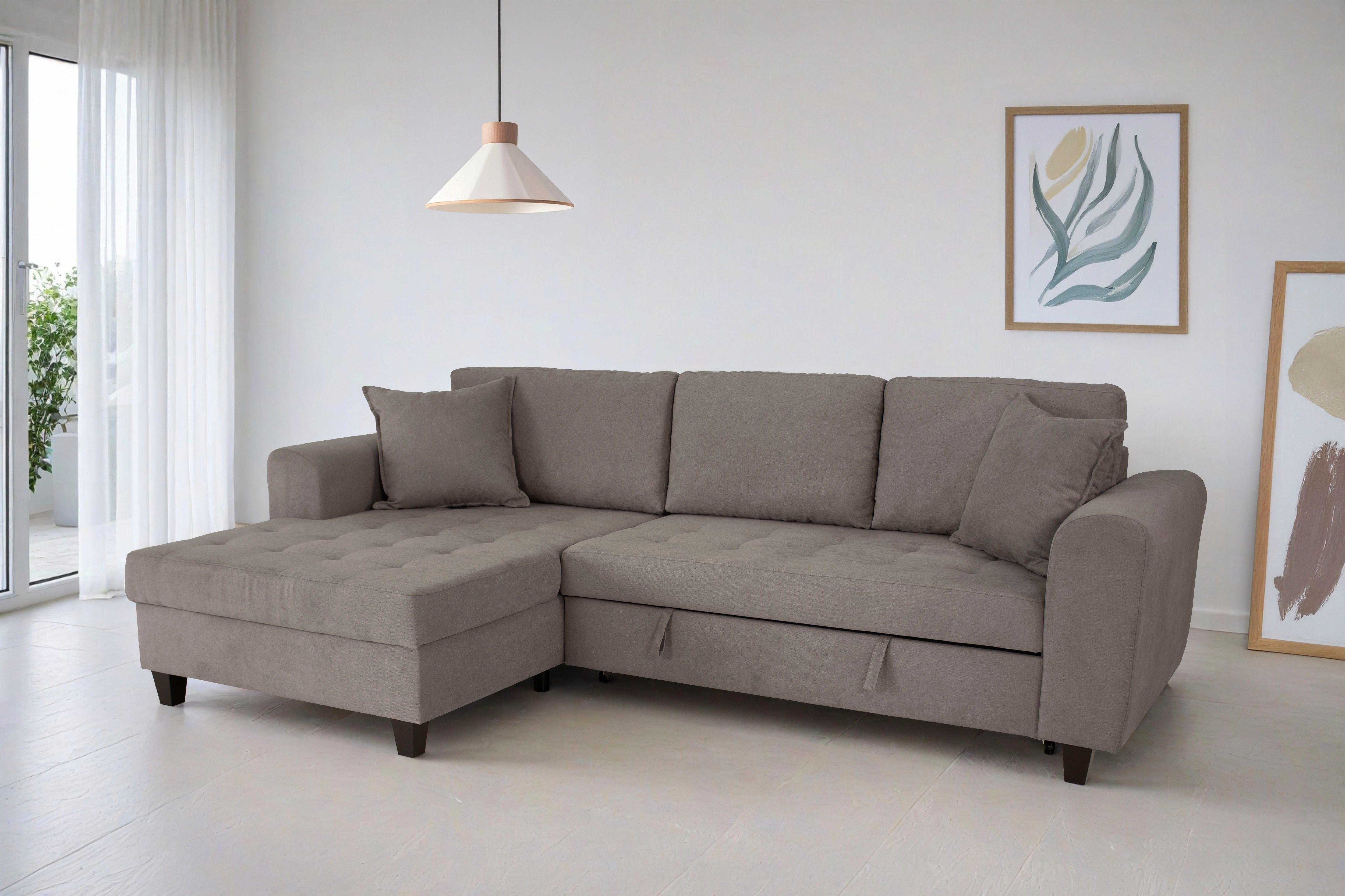 Trends by HG Ecksofa Moritz L-Form, B: 265 cm, mit Bettfunktion, Bettkasten & Zierkissen