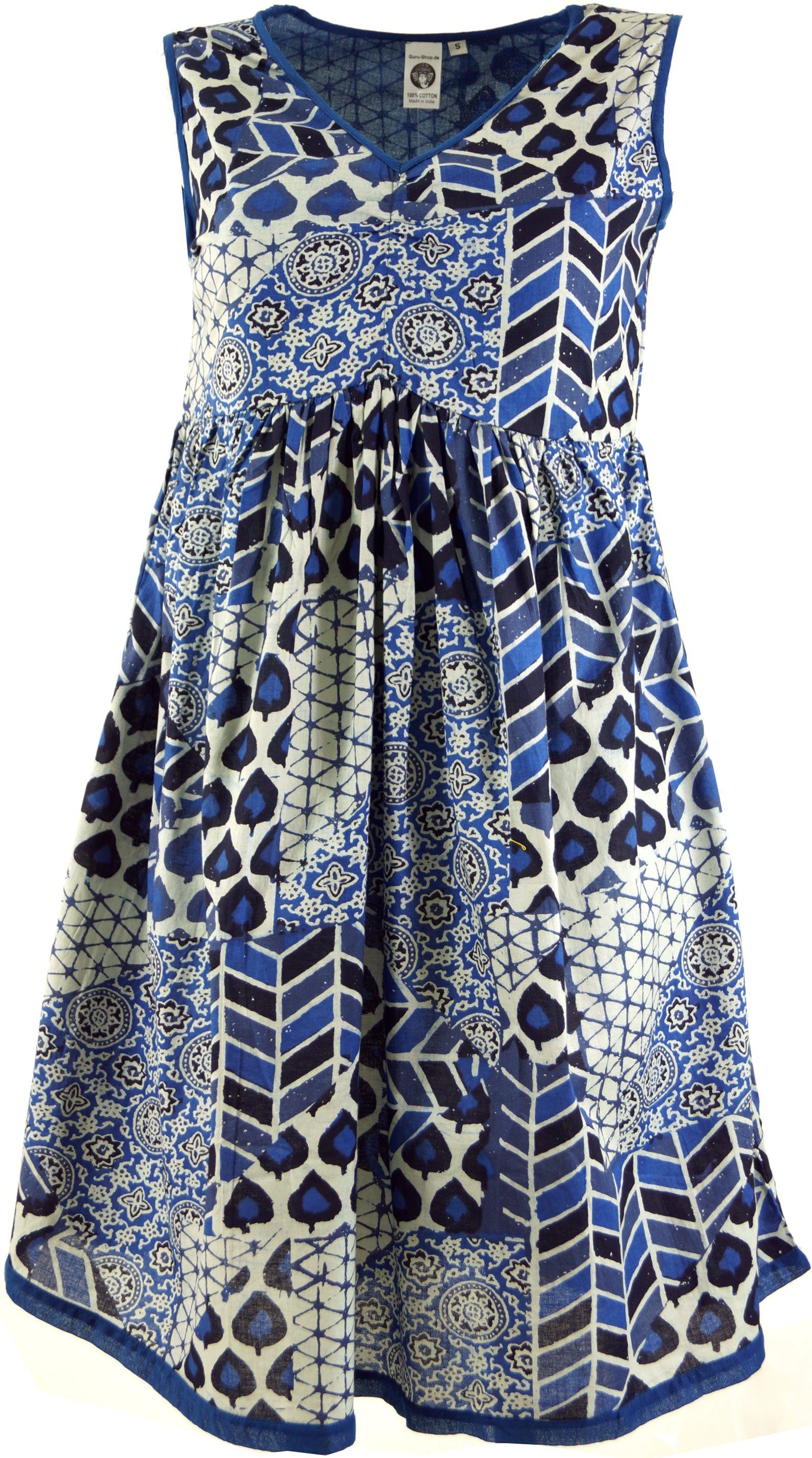 Guru-Shop Midikleid Minikleid, Boho Tunikakleid, BlockdruckTunika günstig online kaufen