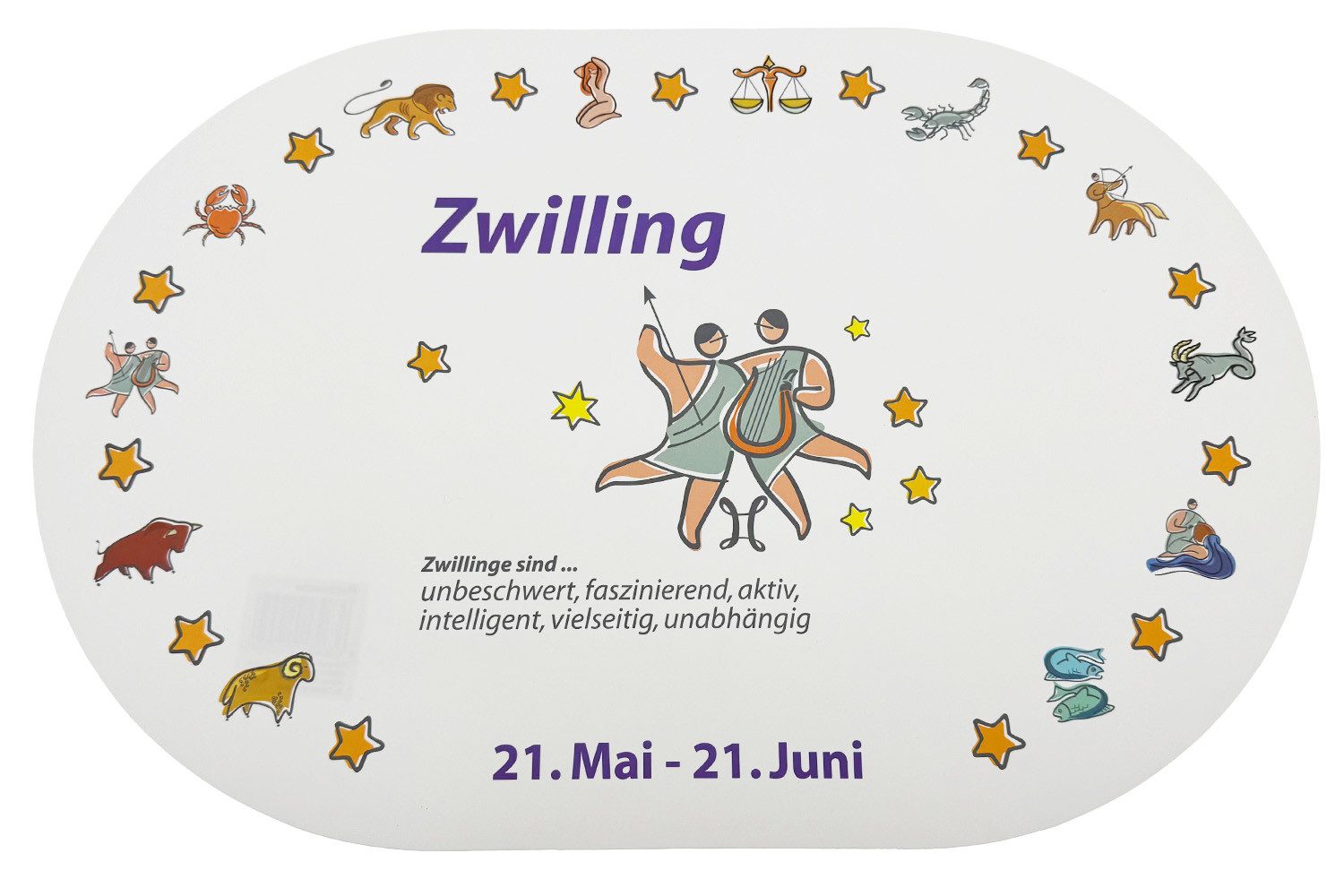 varivendo Tischdecke Platzmatte, Sternzeichen Zwilling (Stück günstig online kaufen
