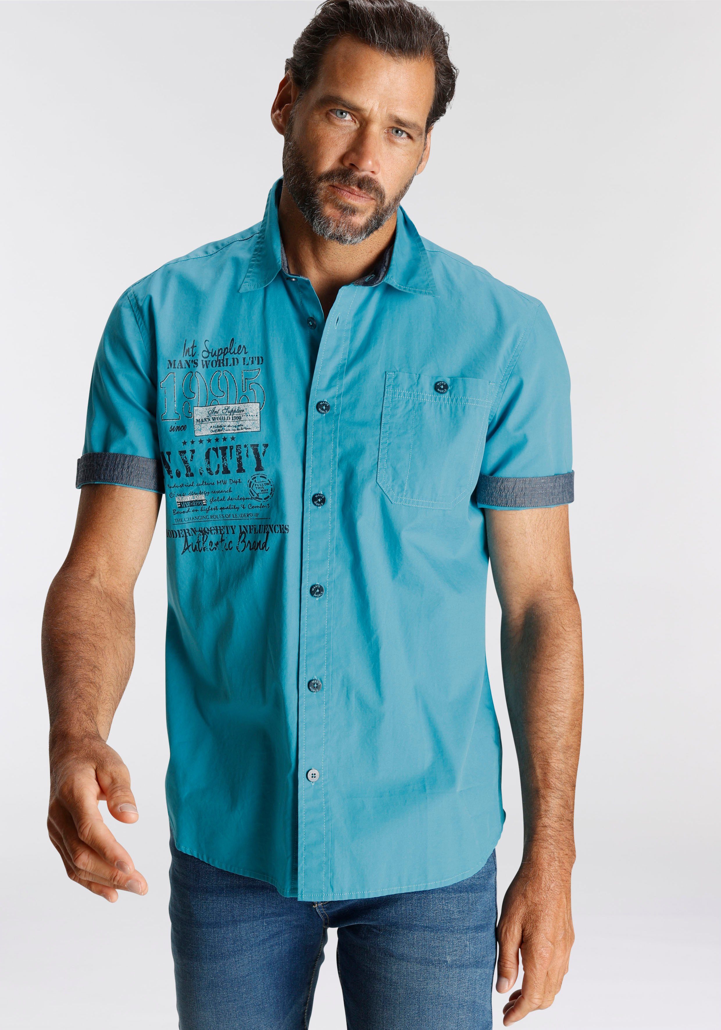 Man's World Kurzarmhemd mit Print