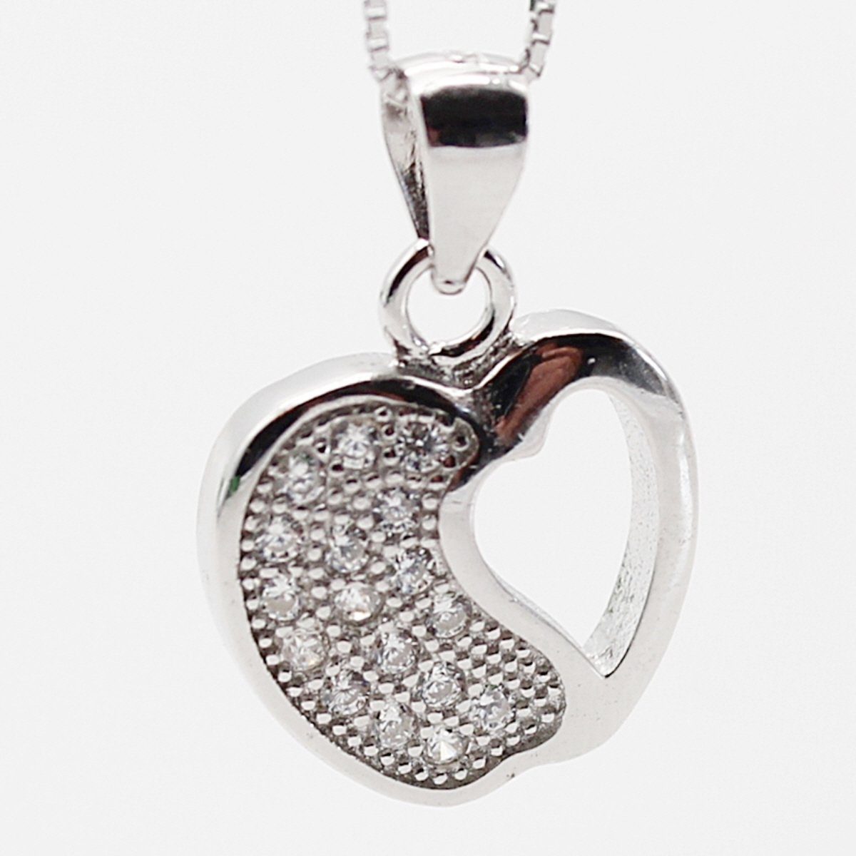 Geschenkschachtel ELLAWIL Sterling Halskette Damen 925), Silber 50 Zirkonia Herzkette Kette (Kettenlänge Anhänger mit Herz Silberkette Mädchen cm, inklusive