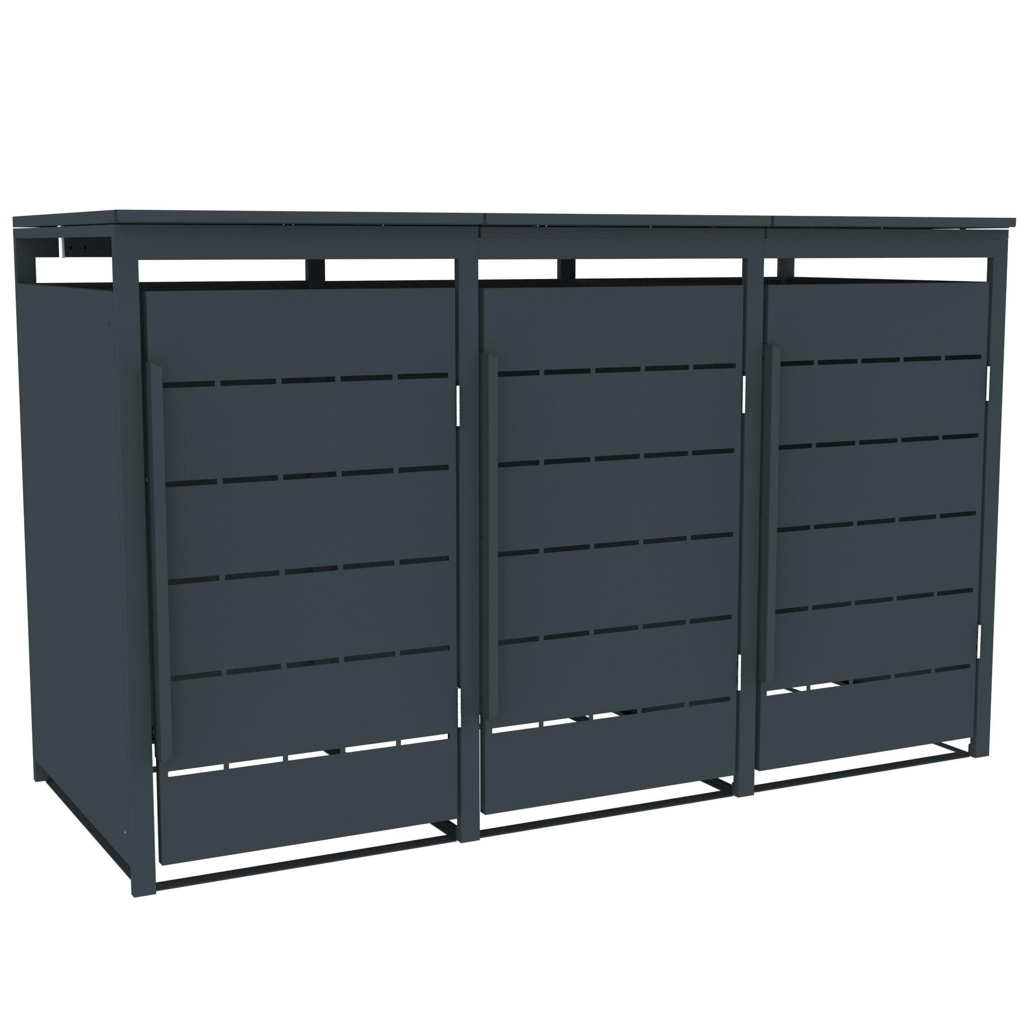 ESTEXO Mülltonnenbox Müllbox Mülltonnenverkleidung 3 Türen Anthrazit Box Soft-Close
