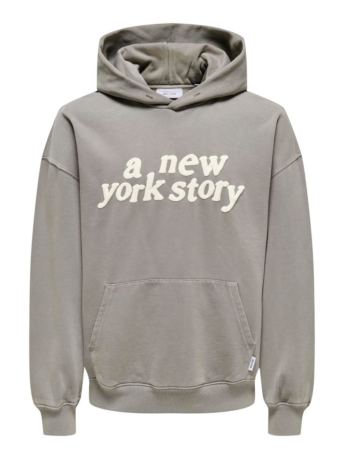 ONLY & SONS Hoodie Kapuze druck Känguru Tasche locker ONSRAIDEN RLX WASHED HOODIE SWEAT VD