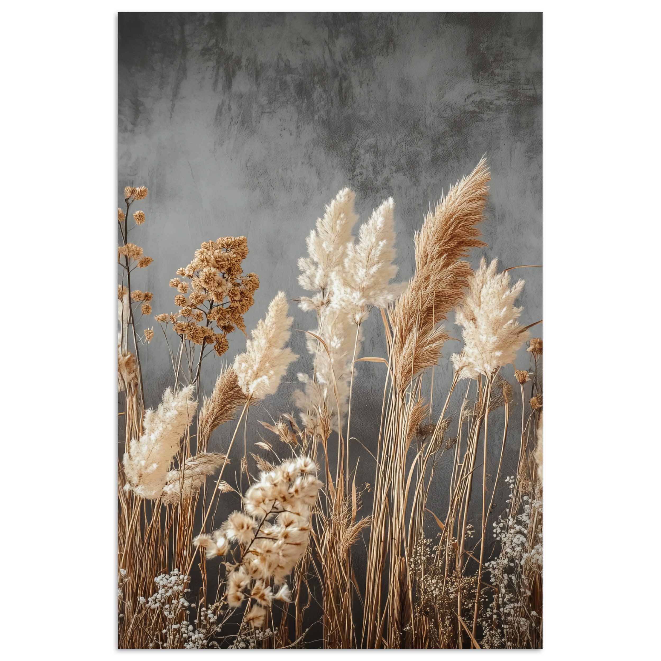MuchoWow Poster Getrocknete Feldblumen - Grau günstig online kaufen