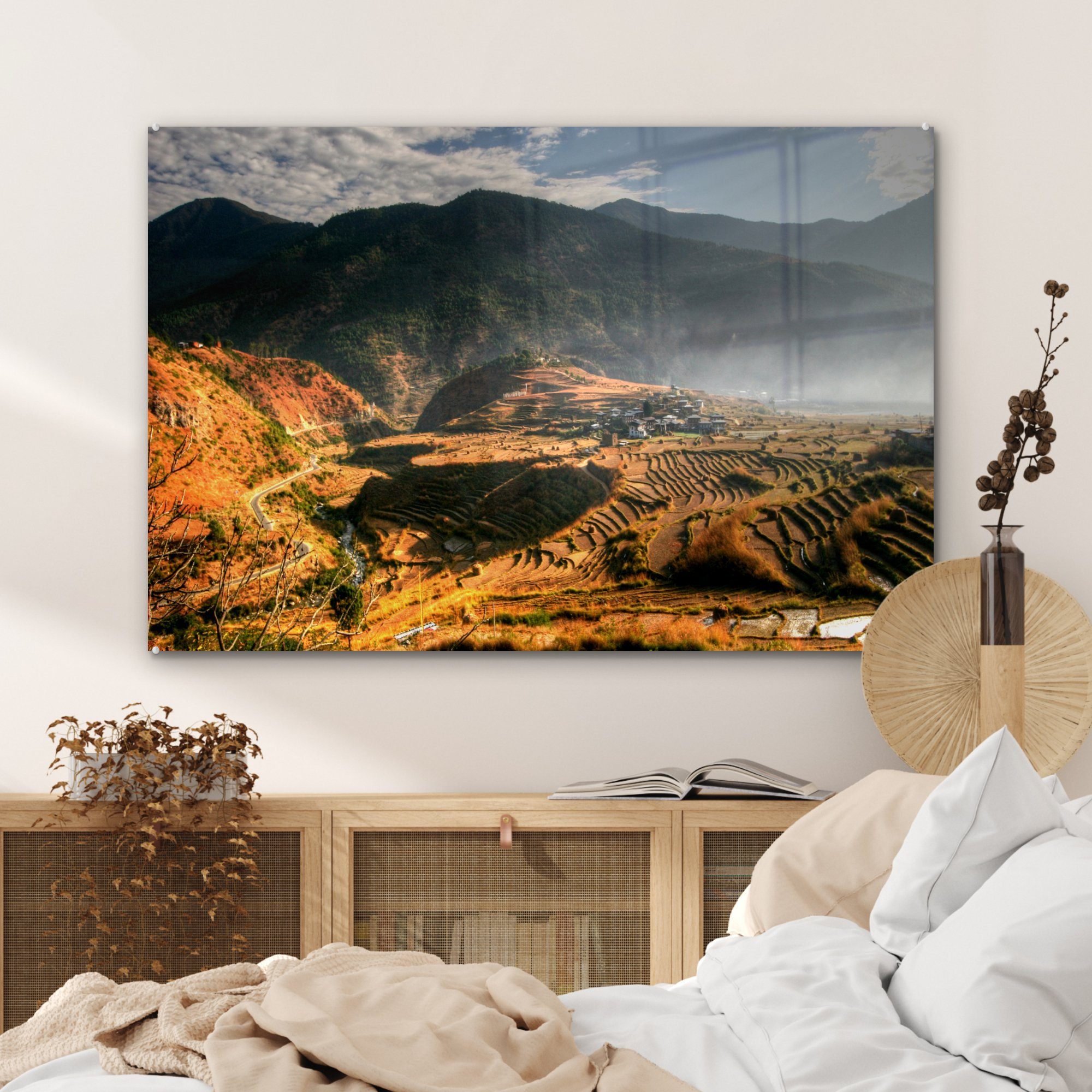 & Acrylglasbild (1 Schlafzimmer Bhutan, Wohnzimmer St), Reisfelder Acrylglasbilder in MuchoWow