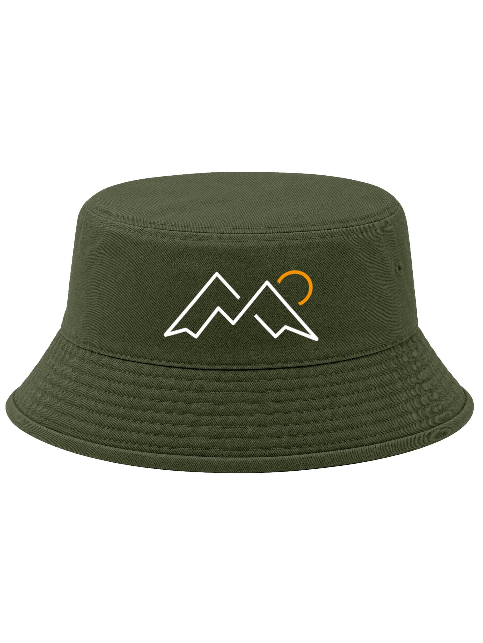 Neverless Fischerhut Anglerhut mit Print Mountain Lineart Bucket Hat Baumwolle Neverless®