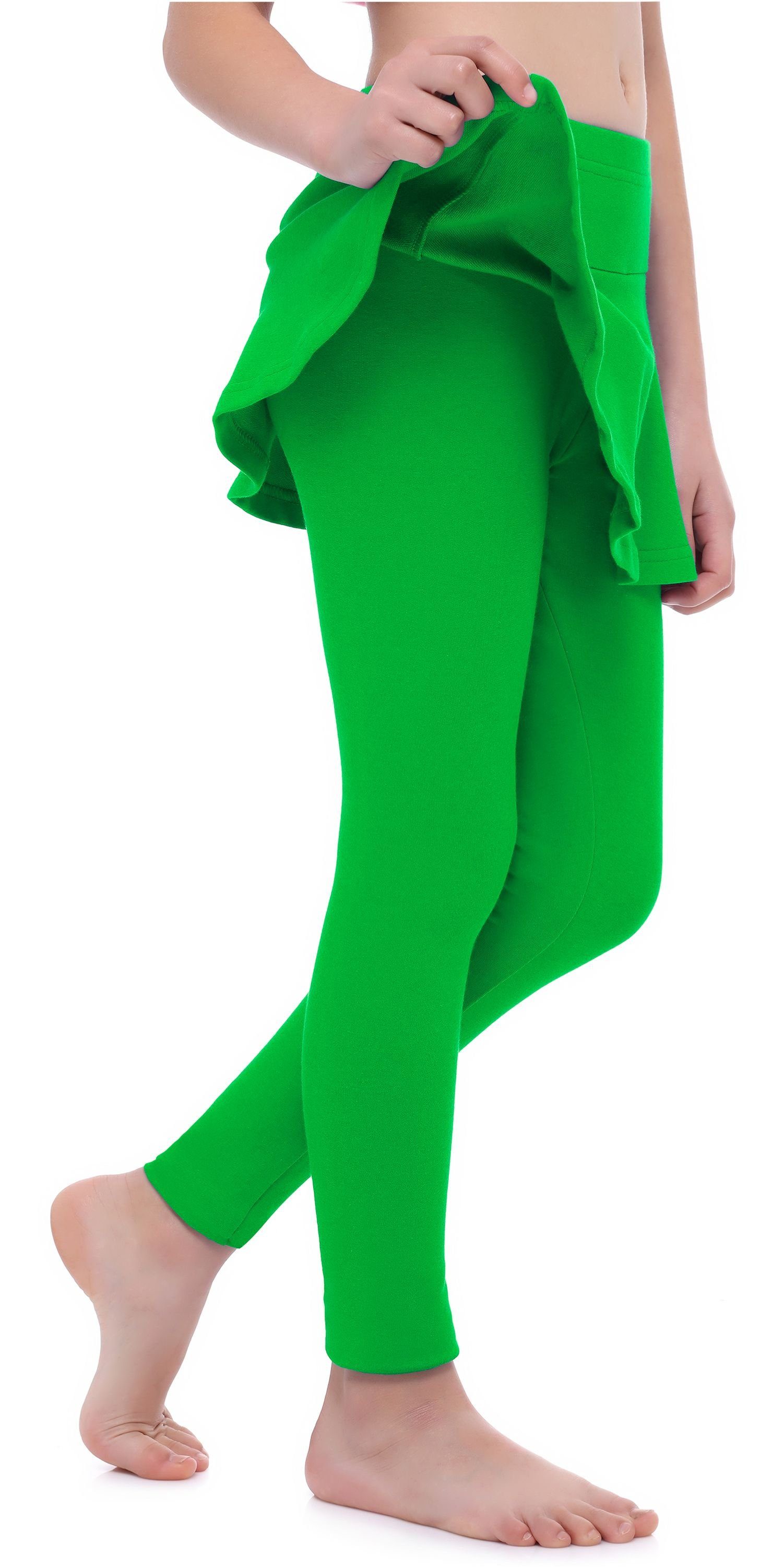 Style Mädchen Grün Rock MS10-254 (1-tlg) Leggings Bund mit elastischer Merry Lange Leggings aus Baumwolle