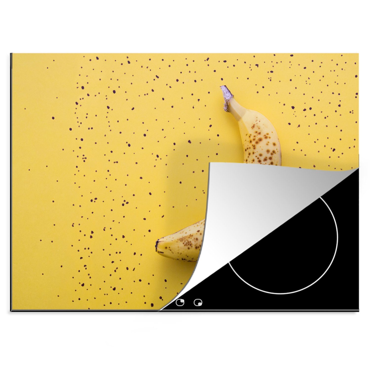 Herdblende-/Abdeckplatte Arbeitsfläche Obst Vinyl, Ceranfeldabdeckung MuchoWow 70x52 Mobile - tlg), Banane (1 - nutzbar, Gelb, cm,