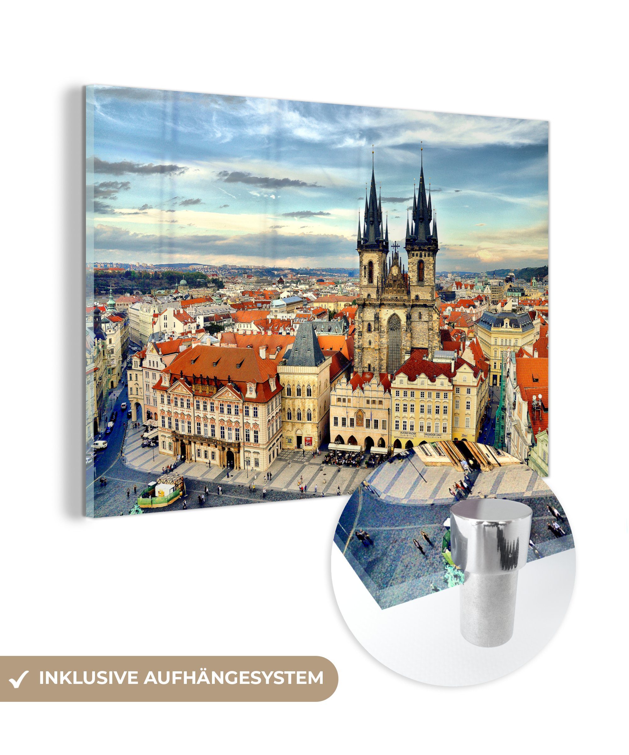 - Stadt, Wohnzimmer Schlafzimmer Acrylglasbilder Burg & Prager (1 MuchoWow Acrylglasbild St), - Wolken