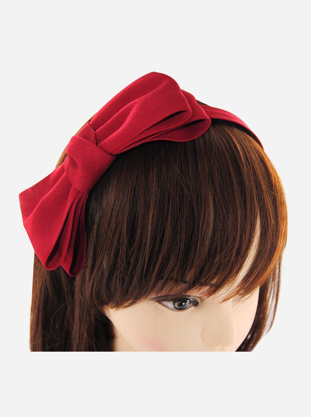axy Haarreif Haarreif mit große Schleife 14 cm x 7 cm, Damen Haareifen Haarband Rot