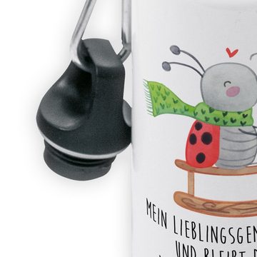 Mr. & Mrs. Panda Trinkflasche Smörle Rodeln - Weiß - Geschenk, Winter, Nikolaus, Advent, Schlittenf, Leicht zu öffnen