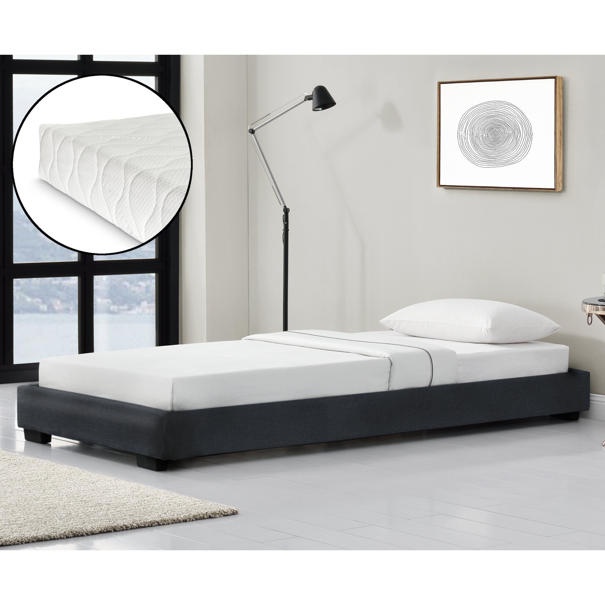 Corium Polsterbett, »Solingen« mit Kaltschaummatratze 90x200 cm Schwarz