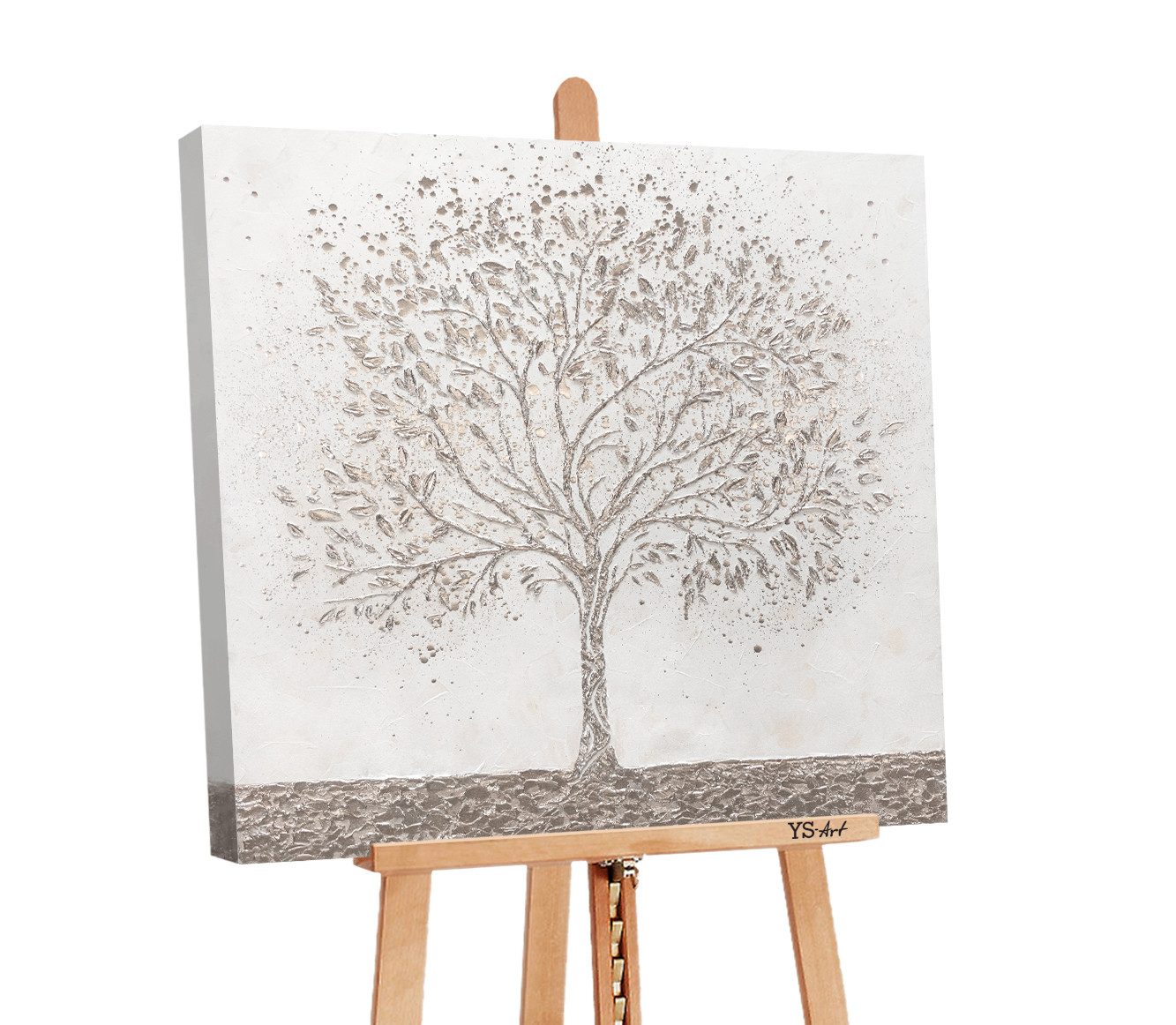 YS-Art Живопис Stammbaum, Abstrakte Зображення, Leinwand Bild Handgemalt Baum Famile Stammbaum