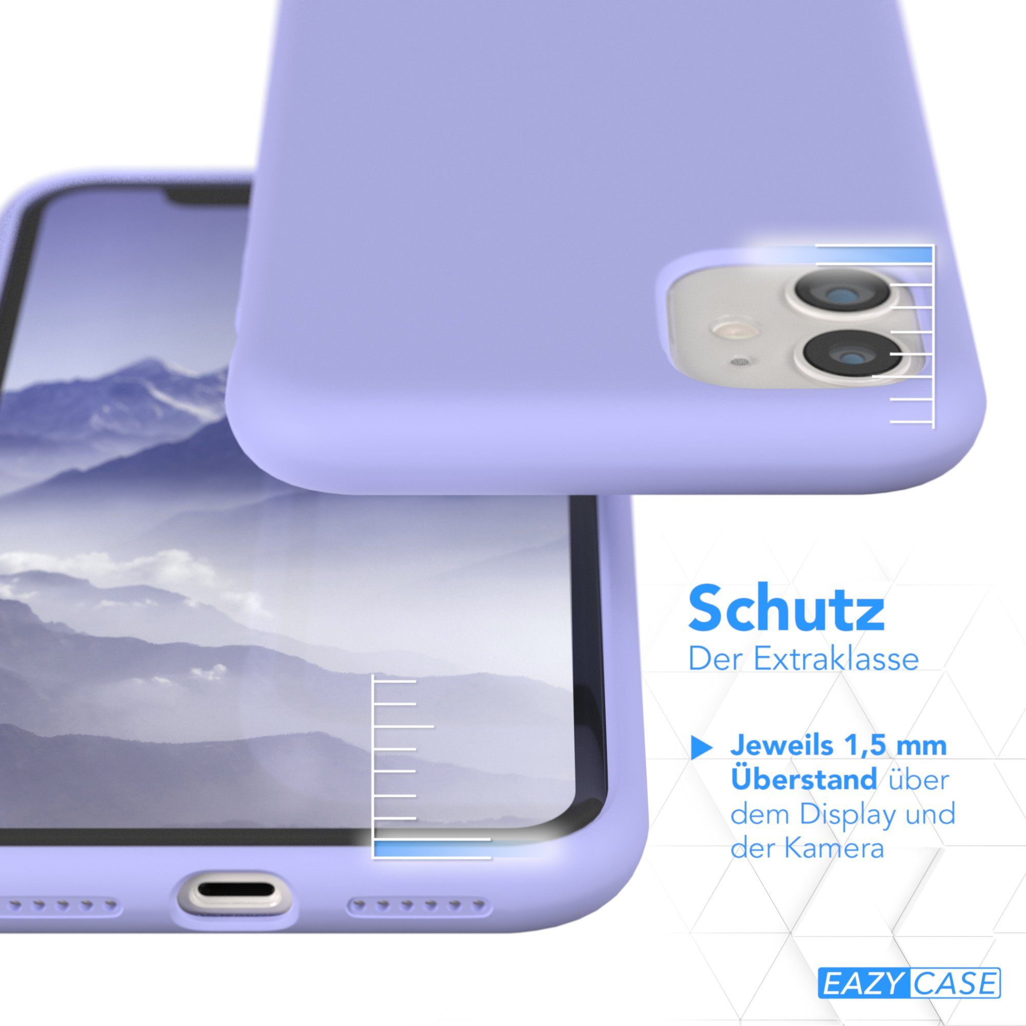 EAZY CASE Handyhülle Premium Silikon Case für Apple iPhone 11 6,1 Zoll, Handytasche aus Silikon Slimcover stoßfest Violett / Lila Lavendel