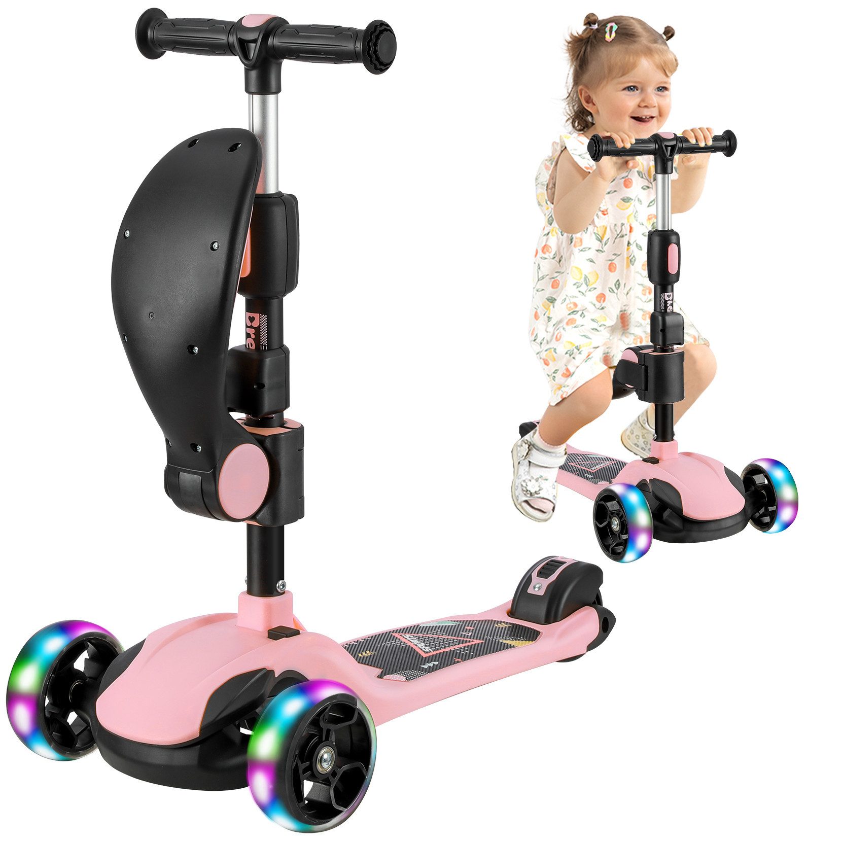 Thumbnail - BremToy Dreiradscooter Kinderroller Tretroller Faltbarer Scooter 1-14 Jahre