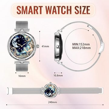 Soprii Ultraschnelle Datenübertragung Smartwatch (1,19 Zoll, Android, iOS), mit Telefonfunktion,IP68 Wasserdicht Fitness Tracker Zyklusmanagement