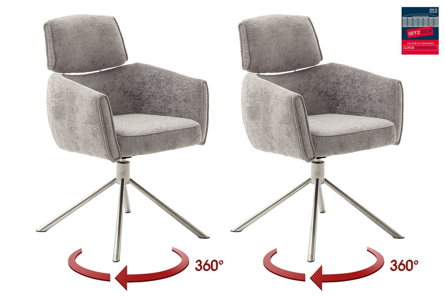 MCA furniture Armlehnstuhl (2-er Set) in Taupe, Polyester - 60x92x64cm (BxHxT) (2-er Set)
