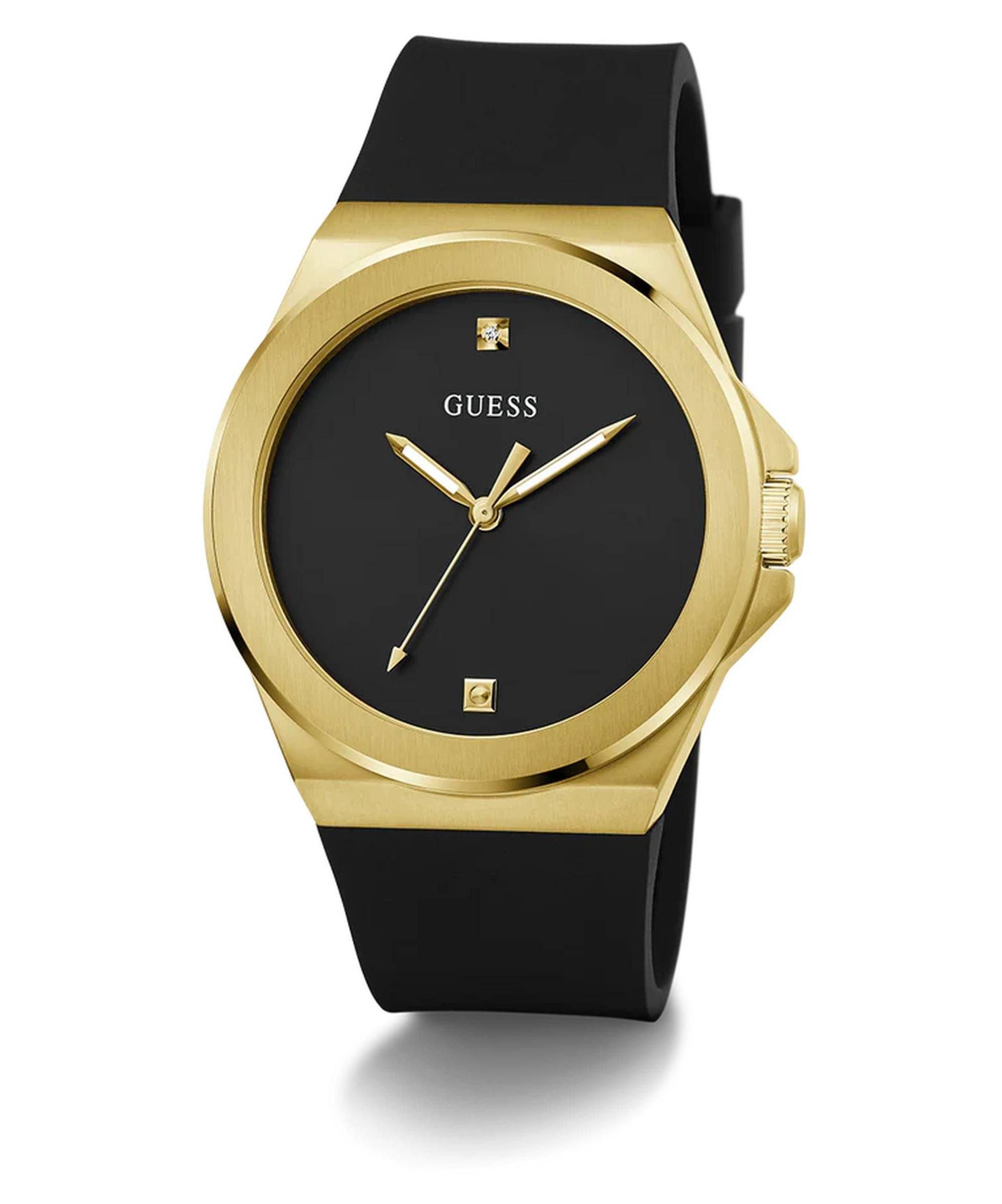 Guess Quarzuhr Mens Black Gold Tone Analog Watch
