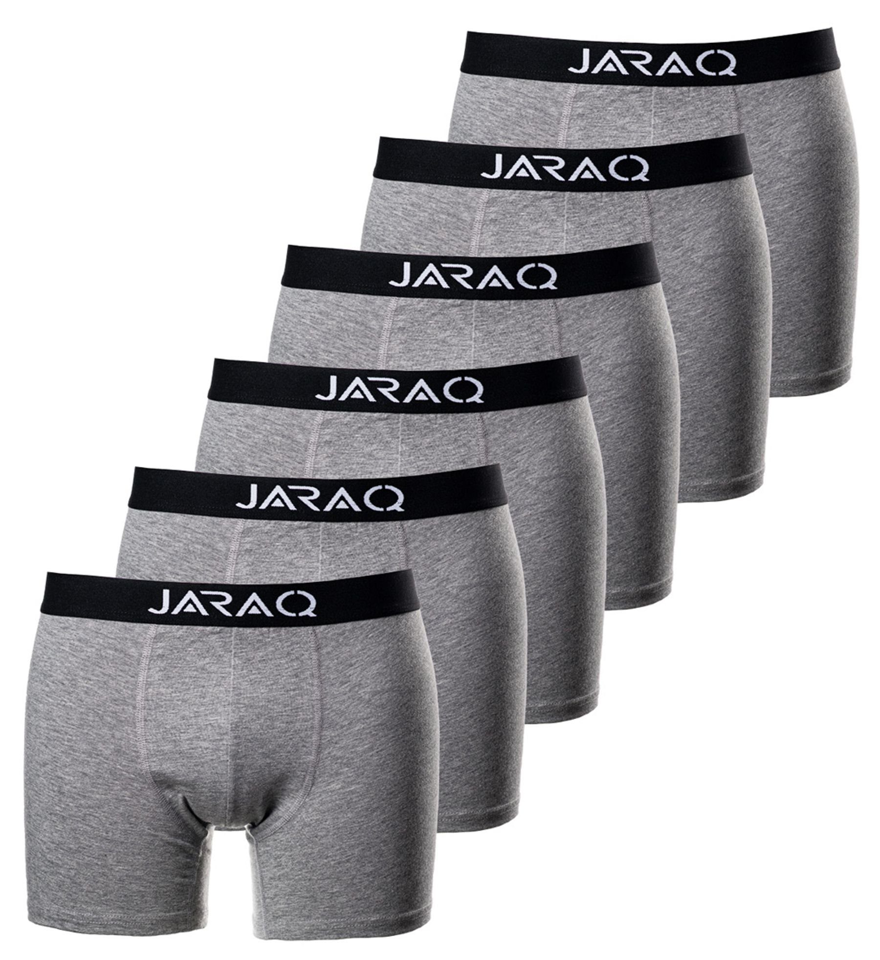 6er-Pack (6-St) Grau Boxershorts Unterwäsche Baumwoll JARAQ