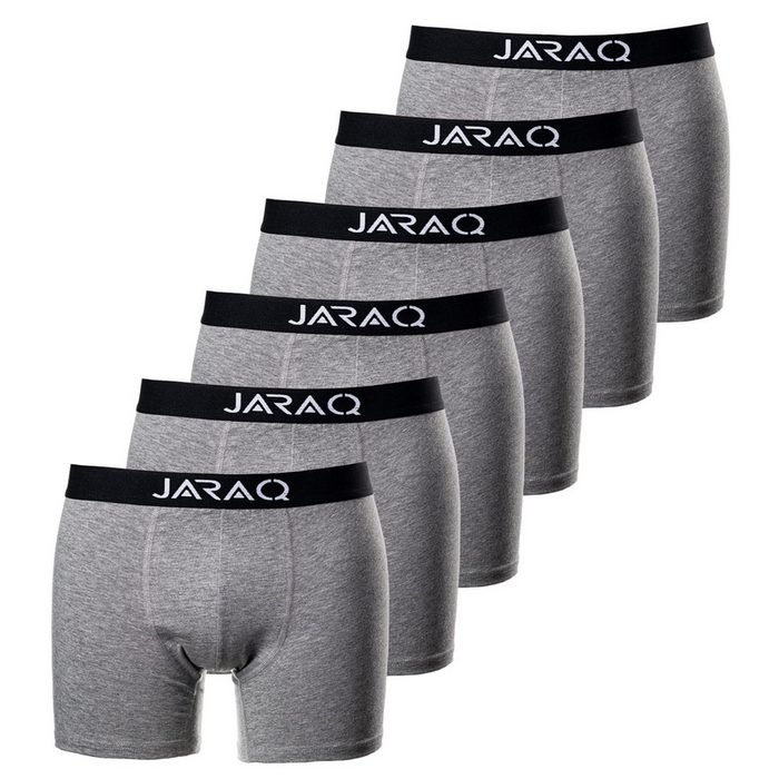 JARAQ Boxershorts Baumwoll Unterwäsche 6er-Pack Grau (6-St)