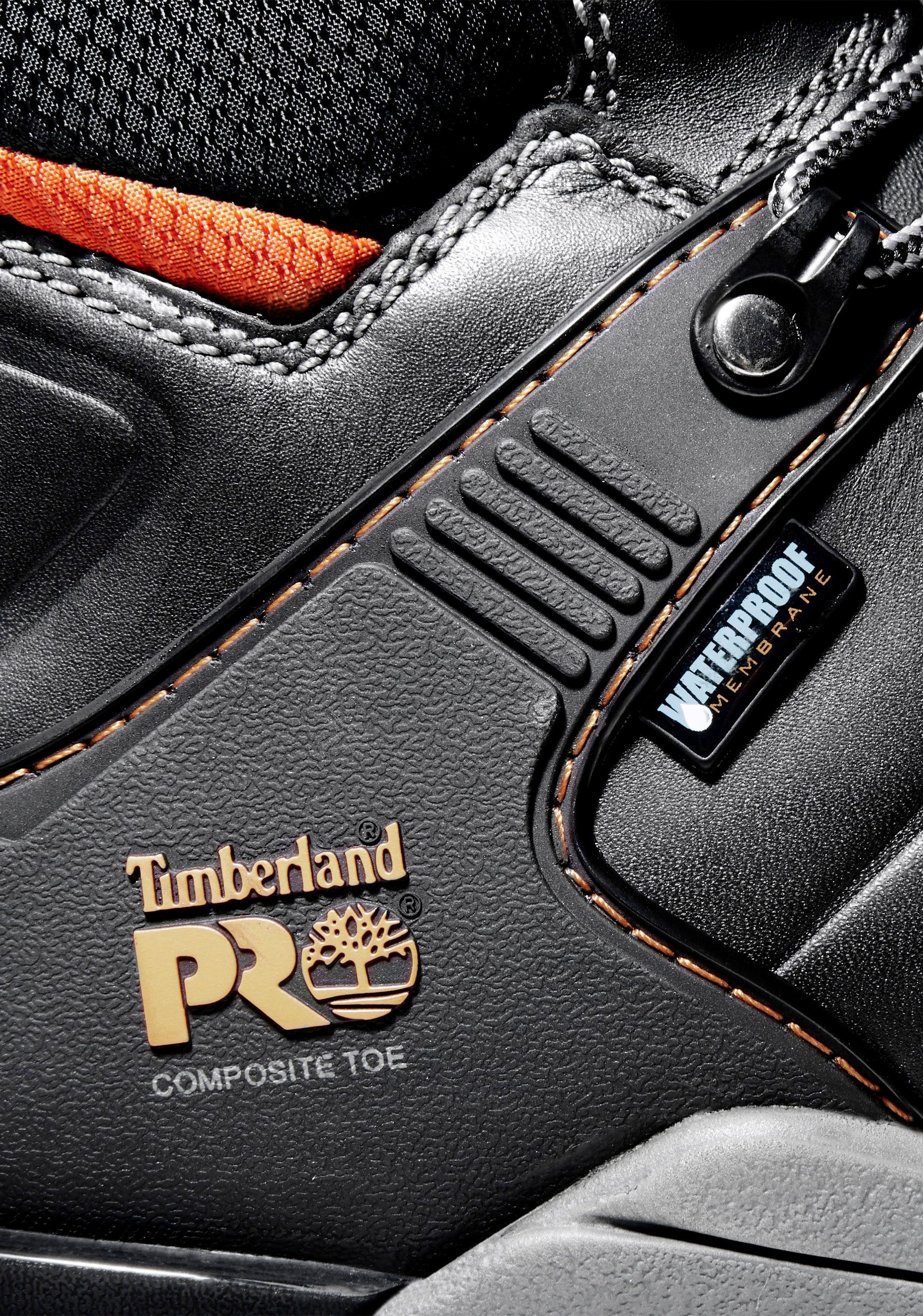 6 Pro Anti-Ermüdungs-Technologie PU-Fußbett mit In NT Sicherheitsstiefel S3, Timberland Hypercharge schwarz Arbeitsstiefel,