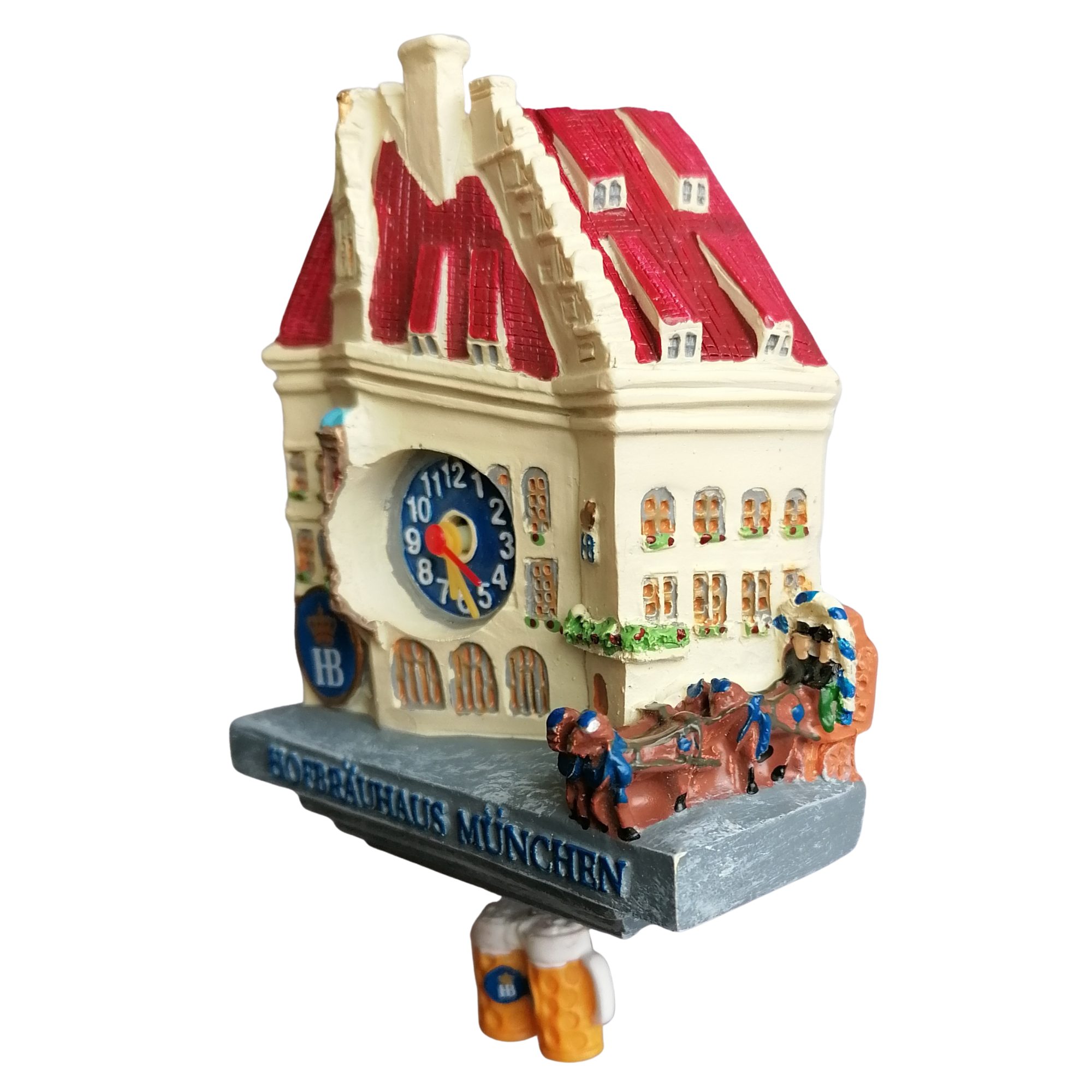 Hofbräuhaus München Wanduhr Hofbräuhaus "Kuckucksuhr" im Miniaturformat mit Magnethalterung (inklusive Knopfzelle)