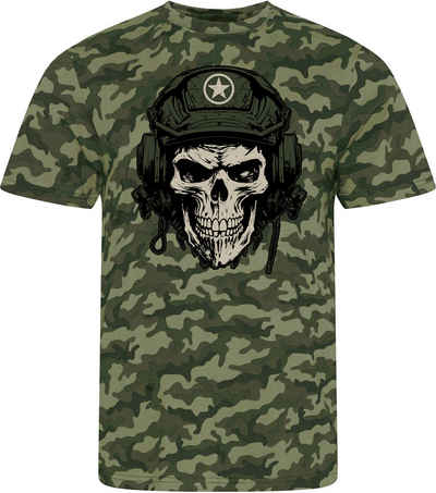 Baddery Print-Shirt US Army Shirt - Tank Skull - USA Camouflage T-Shirt Männer hochwertiger Siebdruck, aus Baumwolle