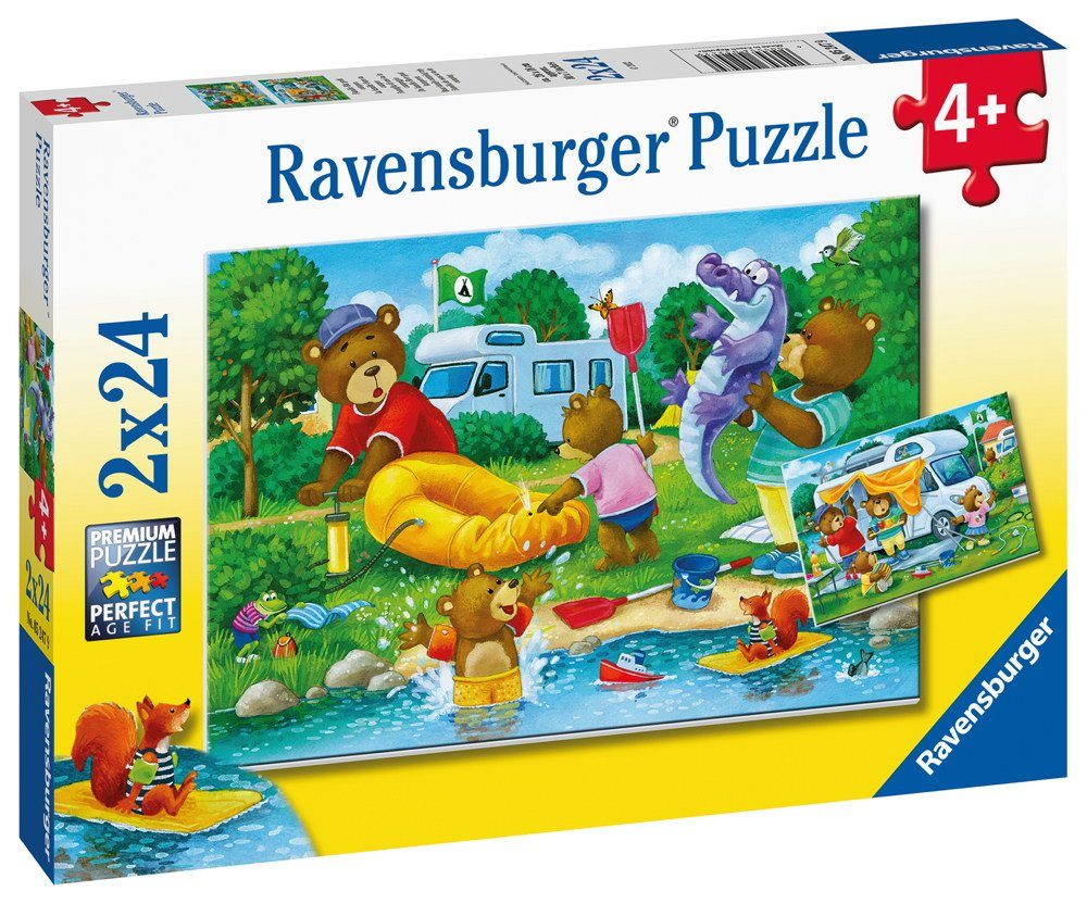 Ravensburger Puzzle Ravensburger Kinderpuzzle Familie Bär geht campen 2x24 Teile..., 24