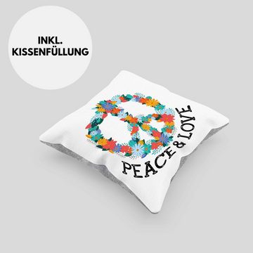 Trendation Dekokissen Peace & Love Zeichen Kissen Frieden Hippie 90er 80