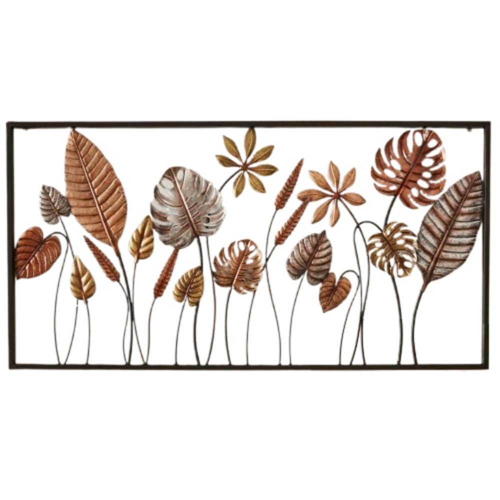 Home-trends24.de Metallbild Blätter Metall Kupfer 90 x 45 Wandbild Wanddeko günstig online kaufen
