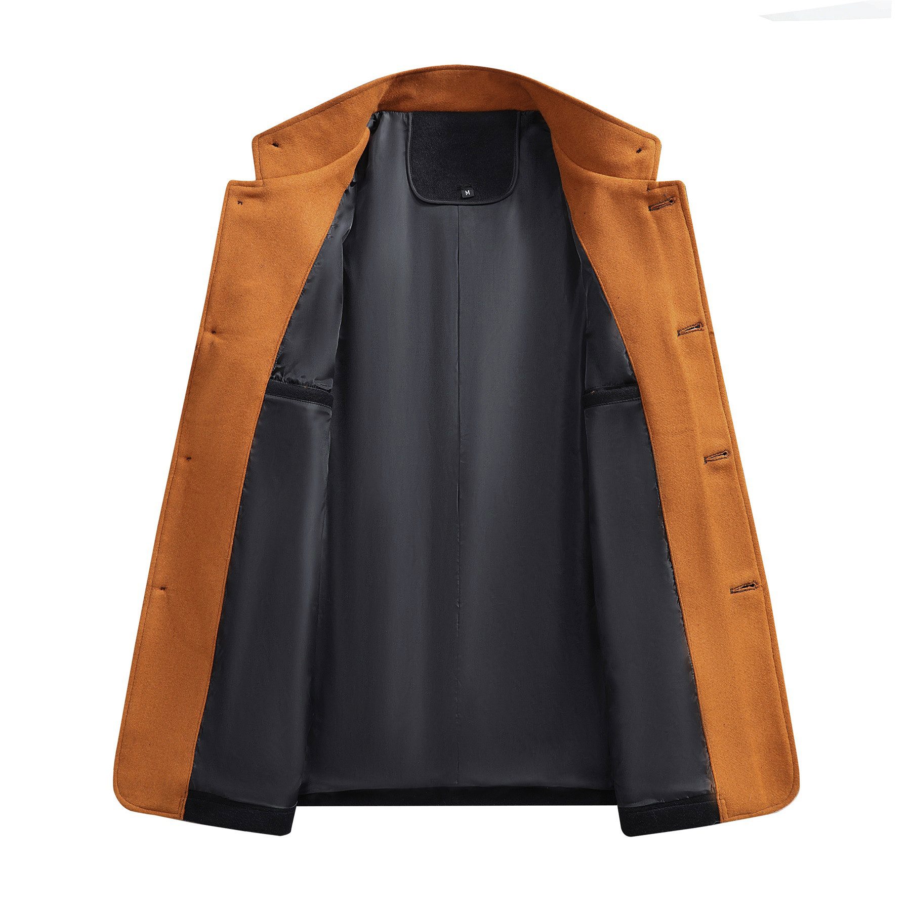 Allthemen Kurzmantel Herren Wollmix Wintermantel mit Stehkragen Winterjacke Kontrastfarbe