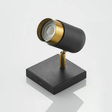 Arcchio Strahler Evaro, Modern, Eisen, Aluminium, Schwarz, gold, 1 flammig, GU10, Deckenlampe