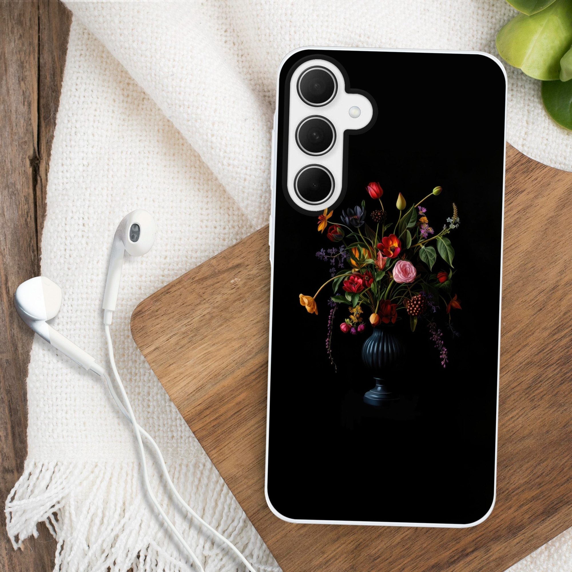 MuchoWow Handyhülle für Samsung Galaxy A35 5G Blumen - Beeren - Klassisch, Smartphone-Bumper, Print, Handy Schutzhülle Dünn