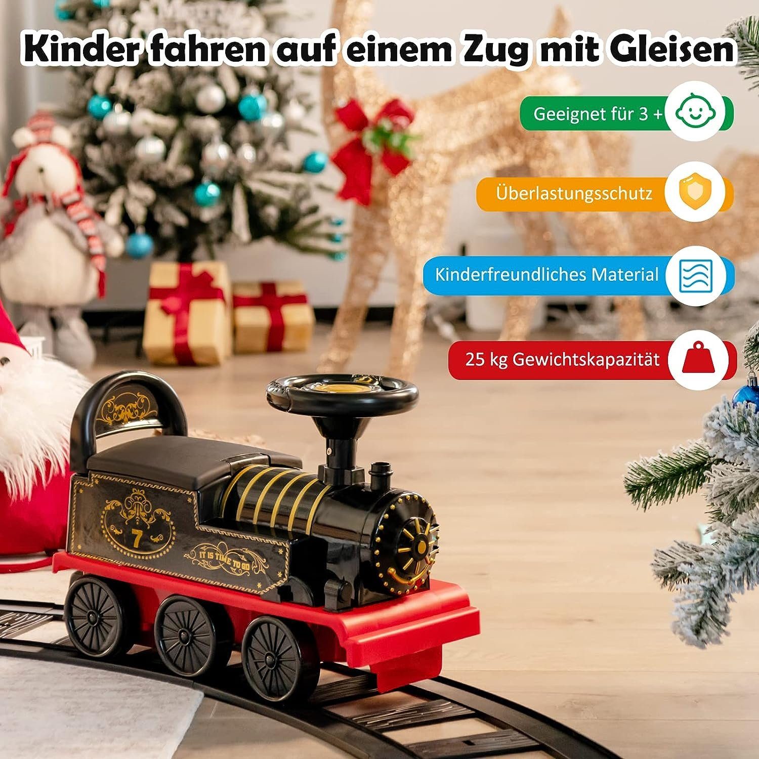 KOMFOTTEU Elektro-Kinderzug Kinderfahrzeug, mit 16 STK