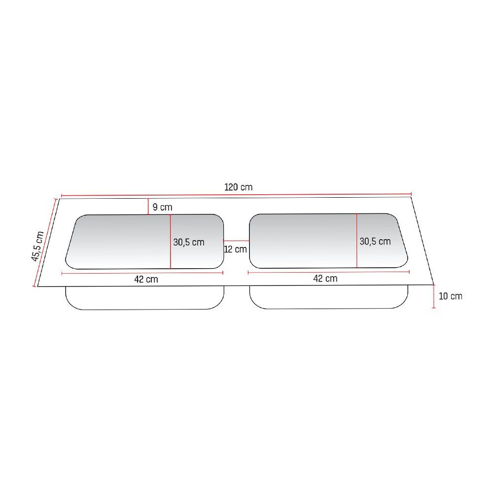 Veroni Waschbecken BETA120 (einzel, 1-St), Veroni Solid Surface Mineralguss Doppel- Waschbecken Waschtisch