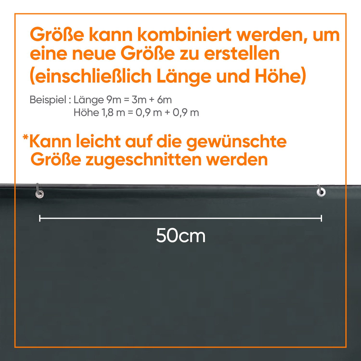 Sekey Balkonsichtschutz Sichtschutz Balkon ohne Bohren Balkonverkleidungen aus Oxford-Gewebe mit Ösen, Nylon Kabelbinder und Kordel – Bild 5 von 5