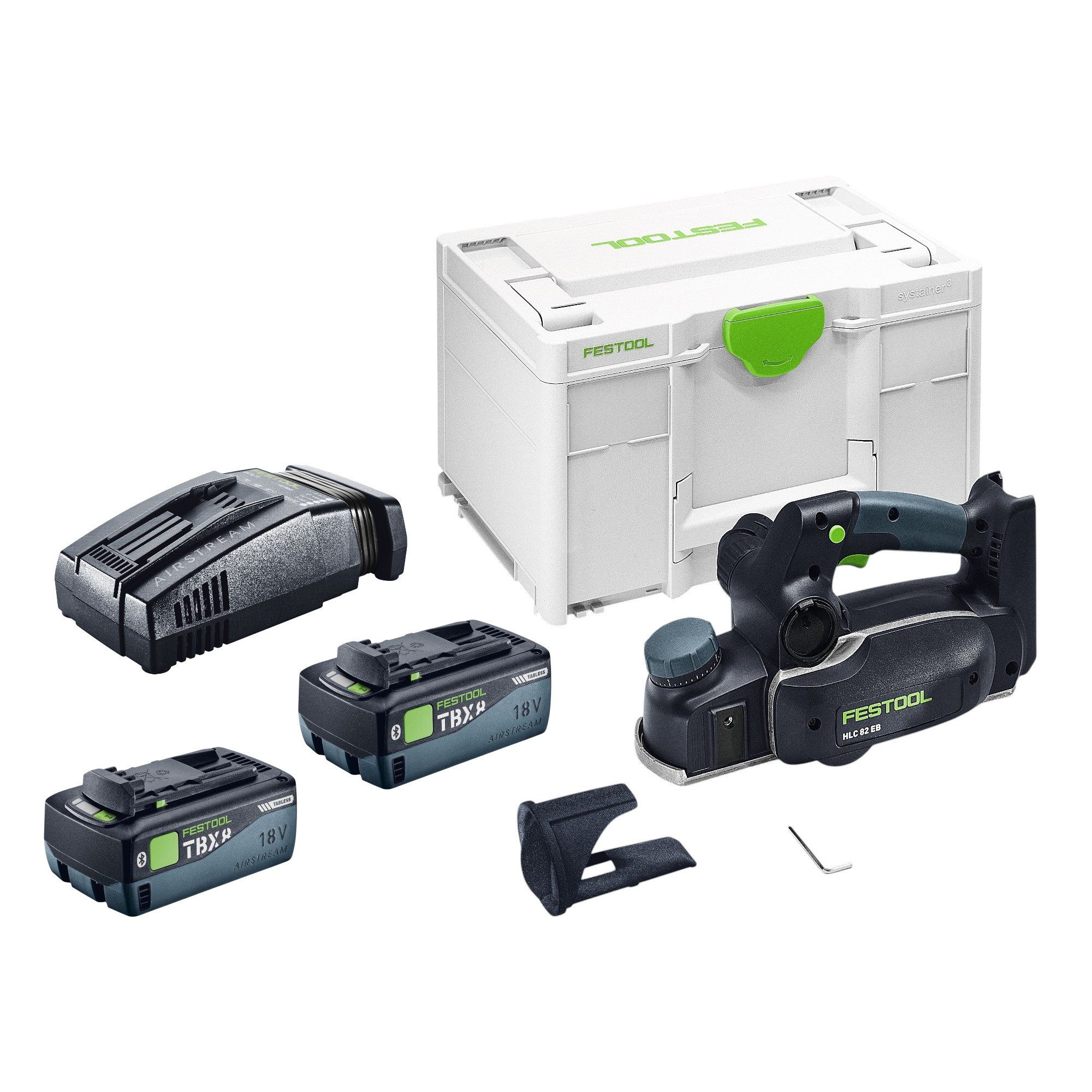 FESTOOL Akku-Elektrohobel HLC 82 EB-Basic 18 V 82mm + 2x Akku 8,0Ah + Ladegerät + Systainer