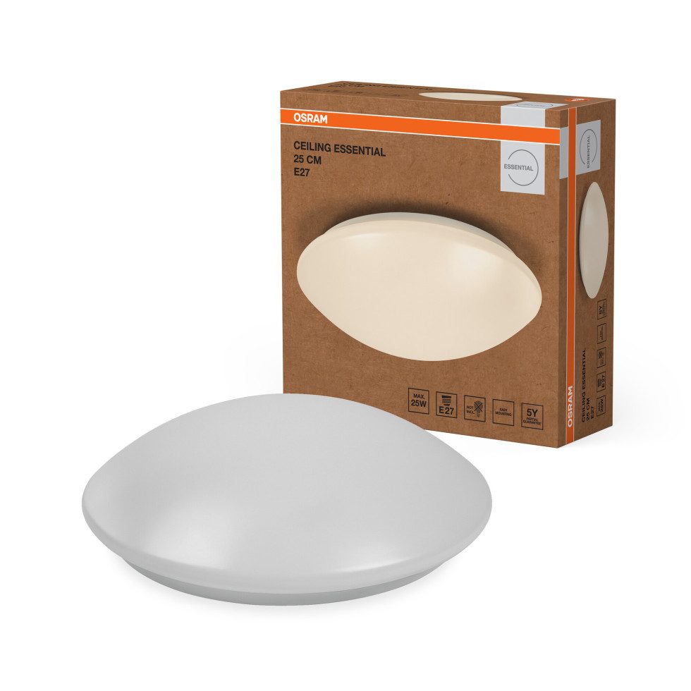 Osram Deckenleuchte Osram Deckenleuchte Ceiling Essential Ø 25 cm weiß, Ohne Leuchtmittel, Nicht dimmbar ohne Bewegungsmelder