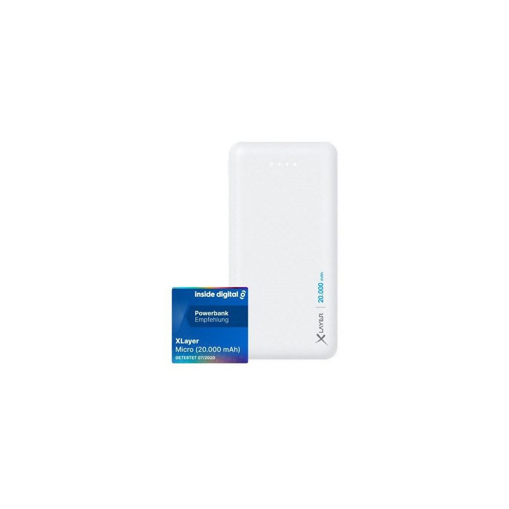 XLayer Micro Powerbank 20.000mAh in Weiß. Powerbank