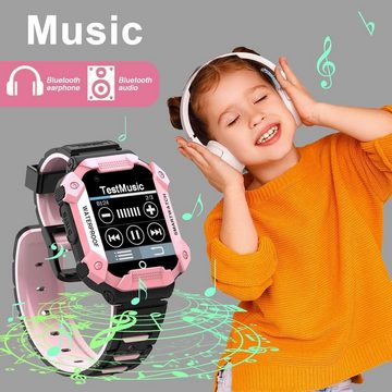 PTHTECHUS Smartwatch (1,44 Zoll, Android iOS), Kinder 4G GPS WiFi Telefon Anti-Verlorener W-LAN LBS Videoanruf SOS
