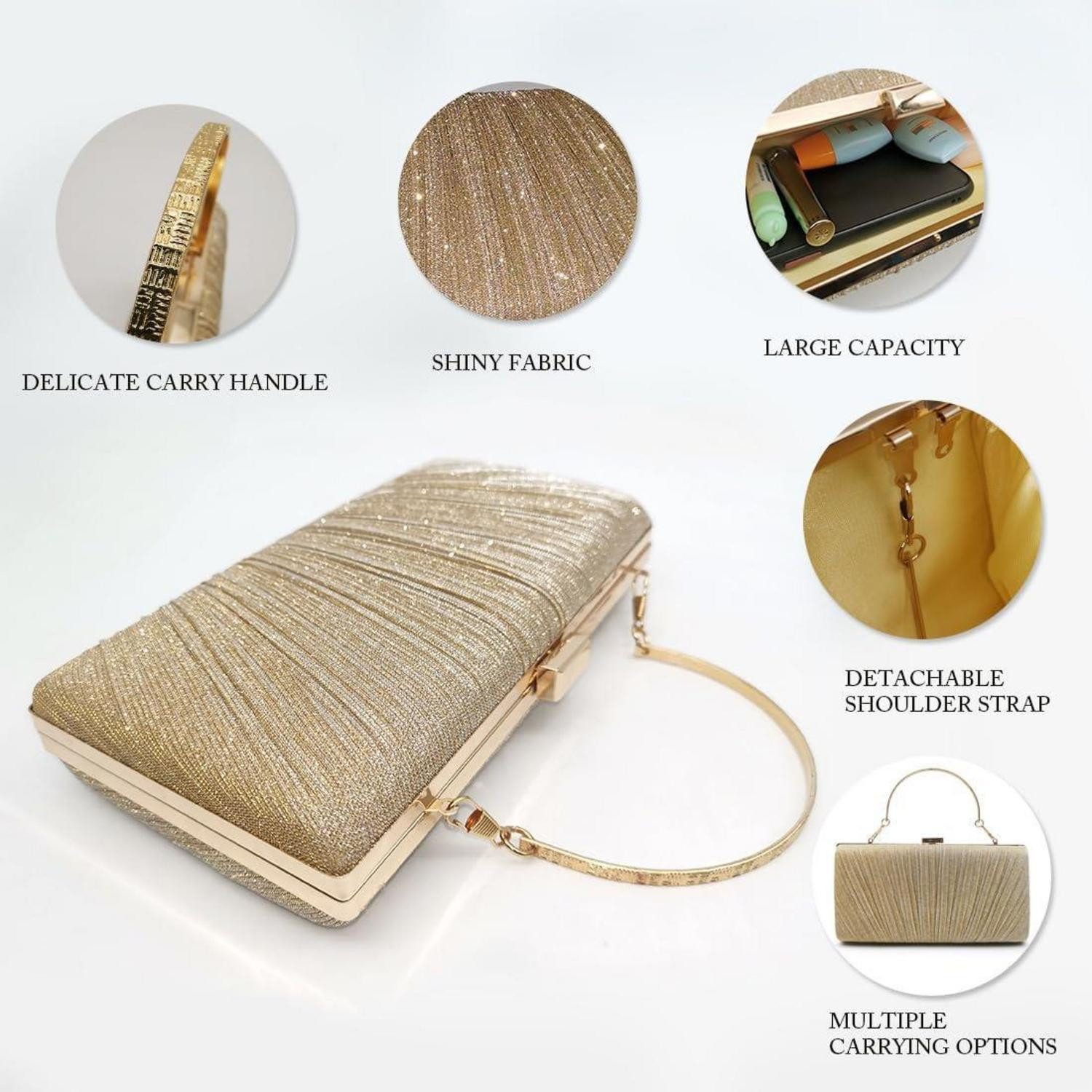 LuxusKollektion Abendtasche Damen Clutch Glitzer Abendtasche Elegant Gold Umhängetasche