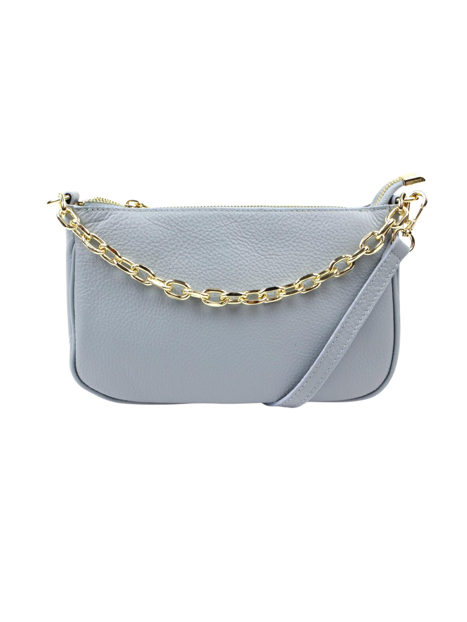 Schultertasche Echtleder Schultertasche mit Kette & Reißverschluss