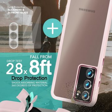 Nalia Smartphone-Hülle Samsung Galaxy S23, Hybrid Hülle Semi-Transparent Matt / 2x Display- & Kameraschutz / Case