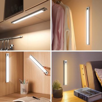 AKKEE LED Lichtleiste Nachtlicht Unterbauleuchte küche LED Lichter lampe mit bewegungsmelder, USB Wiederaufladbar, LED fest integriert, Warmweiß, LED Schrankbeleuchtung Akku mit Bewegungsmelder, 3 Farbmodi