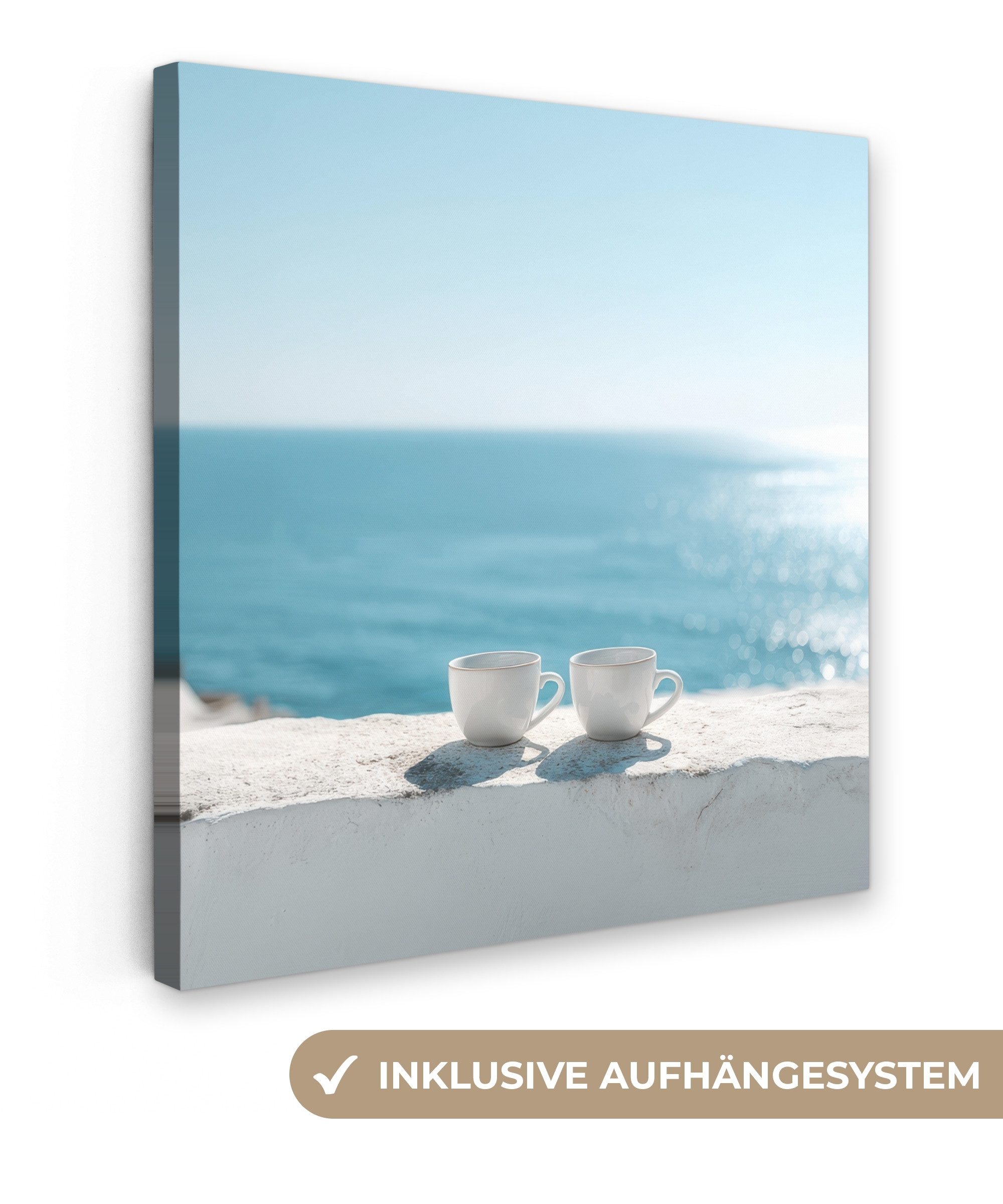 OneMillionCanvasses® Leinwandbild Meer - Kaffeetassen - günstig online kaufen