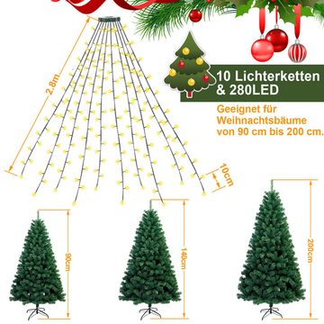 Randaco LED-Lichterkette 280 LED Lichterkette 2.8m Fenster Außen Weihnachtsbaum Baummantel