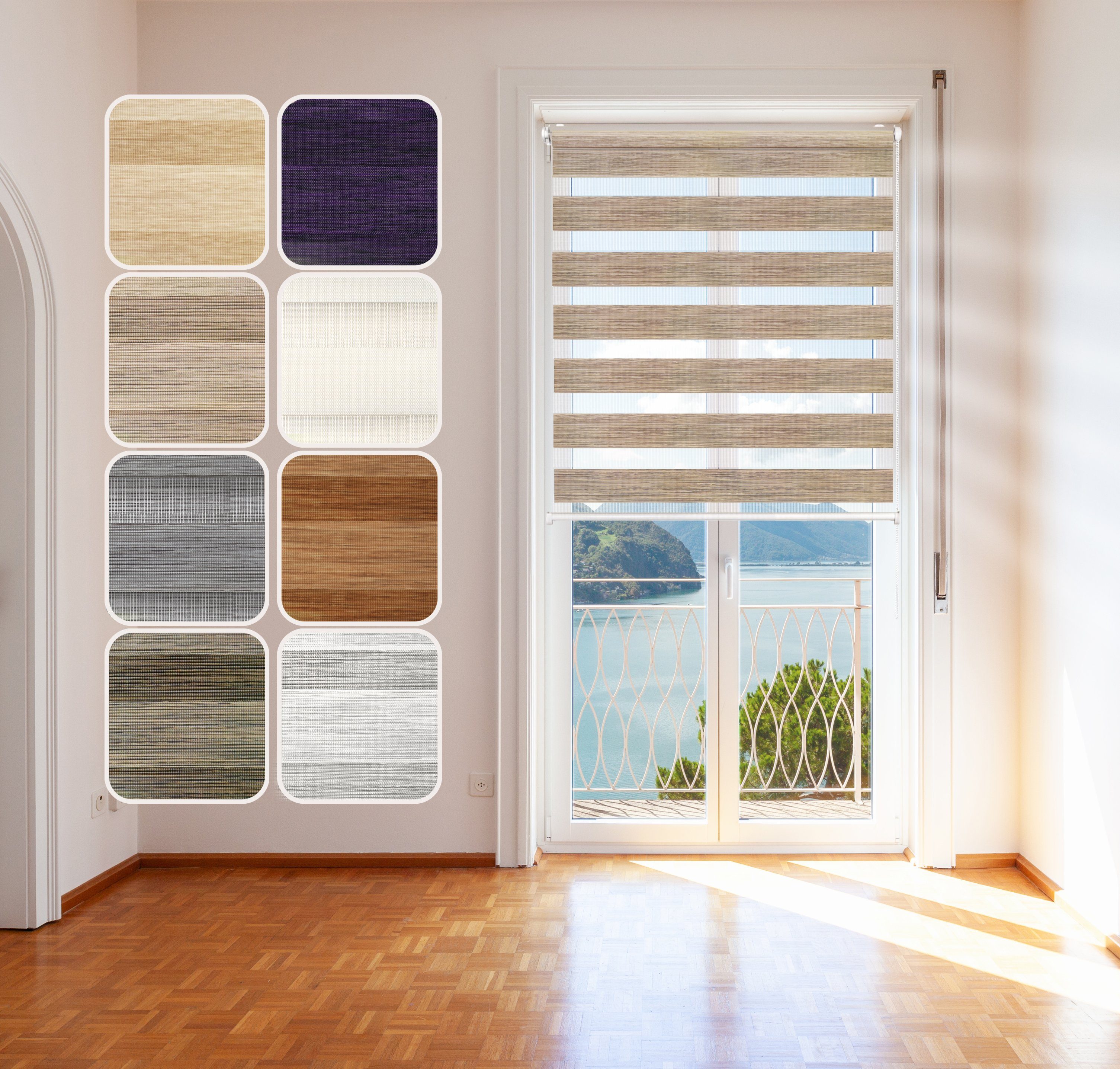 Doppelrollo Duo Rollo Klemmfix ohne Bohren für Fenster Rollos Faltrollo "Natural", DomDeco, Klemm- oder Schraubmontage, Klemmbar, Kettenzug, ohne Bohren, Sicht- und Blendschutz