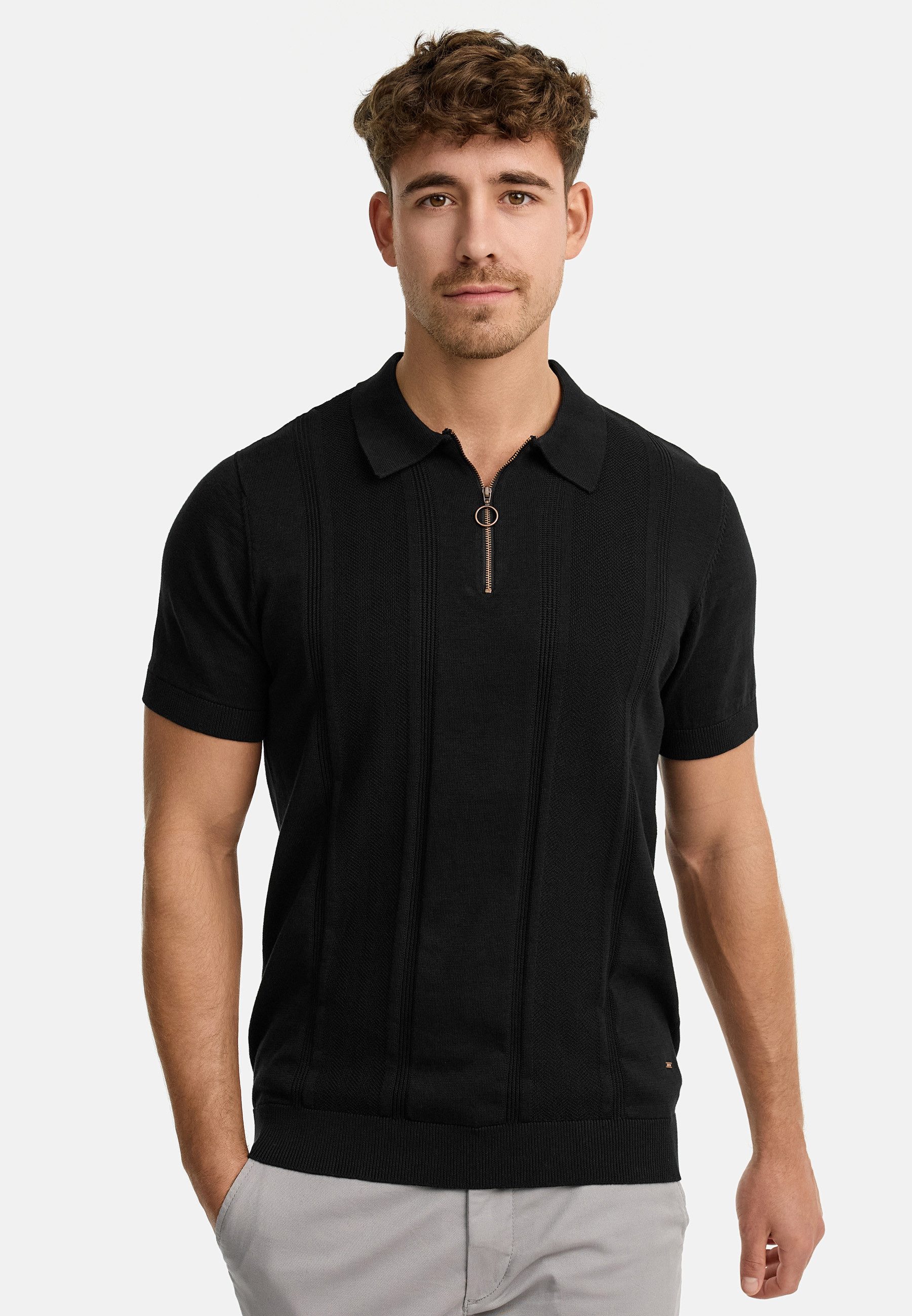Indicode Poloshirt Herren INSago Polo Shirt Herrenshirt Kurzarm-Poloshirt mit Reißverschluss